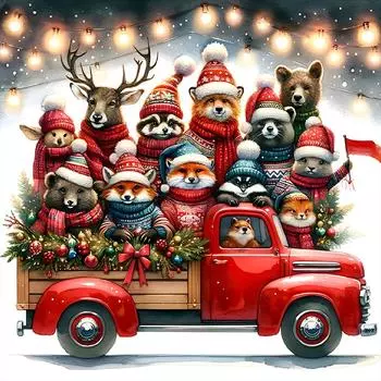 5D-Diamantgemlde zum Selbermachen Runder Bohrer Weihnachtstier Party-Dekoration