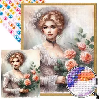 5D-Diamantgemlde zum Selbermachen voller runder Bohrer teilweise AB Mdchen-Set ZQS3635