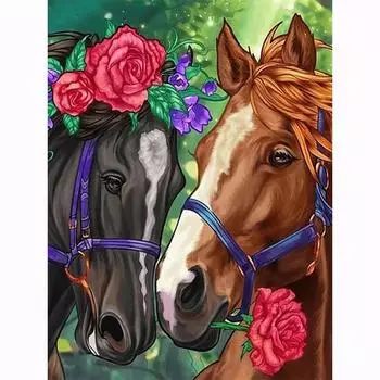 5D Diy Абстрактная алмазная живопись животное лошадь Алмазная вышивка цветок вышивка крестиком мозаика художник украшение дома подарок Full Round 20x25CM