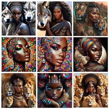 5D DIY африканские женщины алмазная живопись мозаика распродажа полная квадратная круглая алмазная живопись DIY вышивка картина из стразов Full Round 20x20CM
