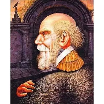 5D DIY Алмазная картина Абстрактная Алмазная вышивка старика Полный мозаичный набор Наборы для вышивки крестом Домашний декор Подарки ручной работы Round 20x30cm