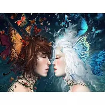 5D DIY Алмазная картина Абстрактная бабочка Пара Алмазная вышивка Полный мозаичный набор Наборы для вышивки крестом Домашний декор Подарки ручной работы Round 20x30cm