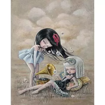 5D DIY Алмазная картина Абстрактная милая девушка Алмазная вышивка Полный мозаичный набор Наборы для вышивки крестом Домашний декор Подарки ручной работы Round 20x30cm