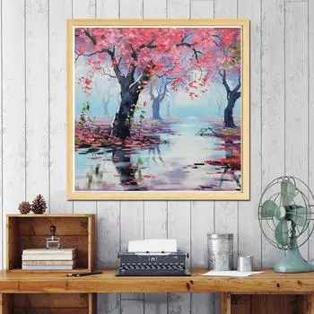 5D DIY Алмазная картина Алмазная вышивка Пейзаж Дерево Рукоделие Алмазная мозаика Вышивка крестом 30x30CM