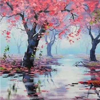 5D DIY Алмазная картина Алмазная вышивка Пейзаж Дерево Рукоделие Алмазная мозаика Вышивка крестом 30x30CM