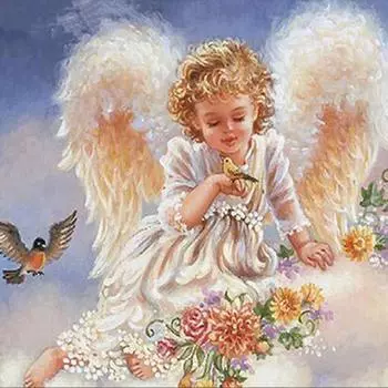 5D Diy Алмазная картина Ангел Детская Алмазная вышивка Полный набор аниме Наборы для вышивки крестом Домашний декор Подарок ручной работы Round 25x25cm