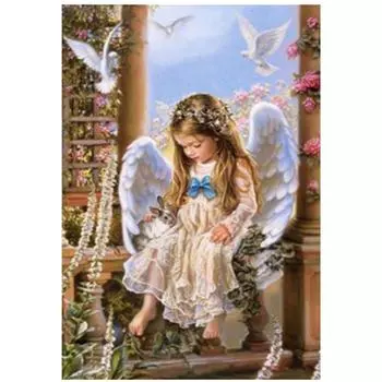5D Diy Алмазная картина Ангел Девушка с кроликом Вышивка крестом Домашний декор Подарок ручной работы 20X25CM