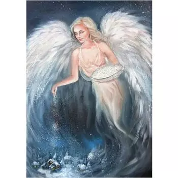 5D DIY Алмазная картина Ангел Снег Алмазная вышивка Полный мозаичный набор Наборы для вышивки крестом Домашний декор Подарки ручной работы Round 20x30cm