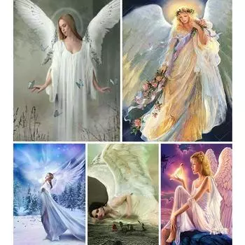 5D DIY Алмазная картина Ангел Женщина Крылья Эльф Фея Наборы для вышивки крестом Полный квадратный дрель Вышивка Мозаика Художественная картина Настенный декор Full Round 20x30CM