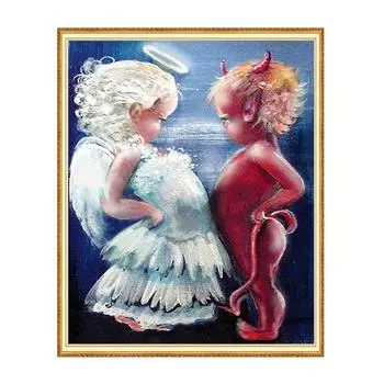 5D DIY Алмазная картина Ангелы и Демоны Алмазная Алмазная вышивка Полный мозаичный набор Наборы для вышивки крестом Домашний декор Подарки ручной работы Round 20x30cm
