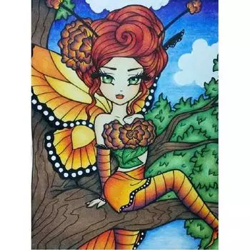 5D DIY Алмазная картина Аниме Бабочка Девушка Набор для вышивки крестом Мозаика Алмазная вышивка Роза Полный круглый/квадратный дрель Украшение дома Round 20x30cm