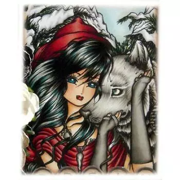 5D DIY Алмазная картина Аниме Девушка и волк Набор для вышивки крестом Мозаика Алмазная вышивка Роза Полный круглый/квадратный дрель Украшение дома Round 20x30cm