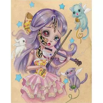 5D DIY Алмазная картина Аниме Маленькая девочка Набор для вышивки крестом Мозаика Алмазная вышивка Роза Полный круглый/квадратный дрель Украшение дома Round 20x30cm