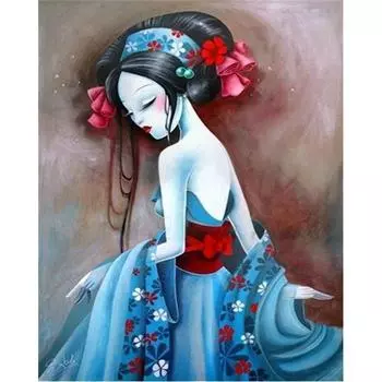 5D DIY Алмазная картина Аниме Маленькая девочка Набор для вышивки крестом Мозаика Алмазная вышивка Роза Полный круглый/квадратный дрель Украшение дома Round 20x30cm