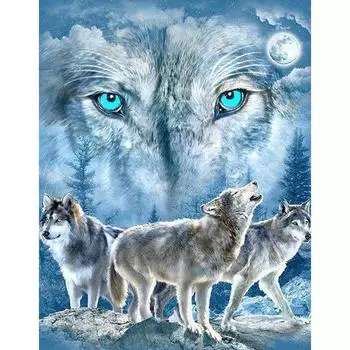 5D DIY Алмазная картина Anmial Wolf Полный квадратный/круглый дрель Алмазная вышивка Крестом 20X30CM