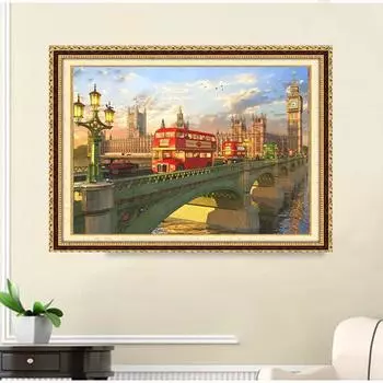 5D DIY Алмазная картина Автобус Вышивка крестом Комплект Мозаика Алмазная вышивка Полный круглый квадратный дрель Украшение дома Round 30x40cm