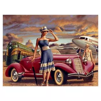 5D DIY Алмазная картина Автомобиль и девушка Вышивка Мозаика Вышивка крестом Горный хрусталь Украшение 20X30CM