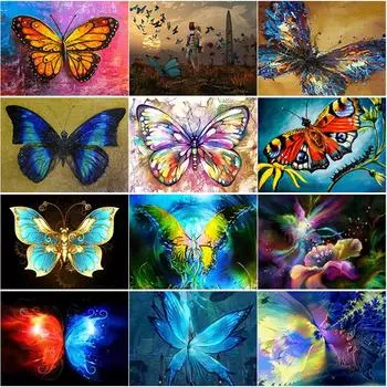 5D DIY Алмазная картина Бабочка Алмазная вышивка Животные Пейзажи Вышивка крестом Полный круглый дрель Ремесла Домашний Декор Подарок Full Round 15x20CM
