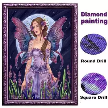 5D DIY Алмазная картина Бабочка Фея Изображение Стразы Полный дрель Алмазная вышивка Домашний декор Настенное искусство Full Round 20X30CM