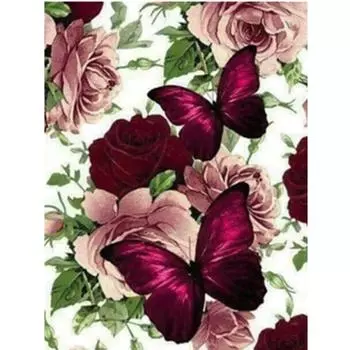 5D DIY Алмазная картина Бабочка и цветок Вышивка крестиком Круглая дрель Мозаика Украшение Full Round 20x25CM