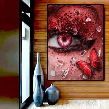 5d Diy Алмазная картина «бабочка и глаз» Полная дрель Круглая вышивка стразами Глаз Художественные ремесла 20X30CM