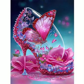 5D DIY Алмазная картина Бабочка и обувь Рукоделие для украшения дома Мозаика ручной работы 30x40 см/12x16 дюймов 30x40cm NO Frame