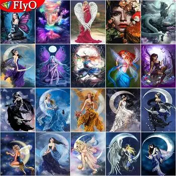 5D DIY Алмазная картина Бабочка Эльфы Полный квадрат Новое поступление Алмазная вышивка Животное Мозаика Ремесло Подарок ручной работы Full Round 20X30CM красный