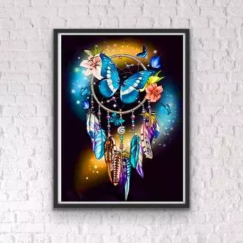 5D DIY Алмазная картина Бабочка Колокольчик Ветра Набор для вышивки крестом Мозаика Алмазная вышивка Полный круглый/квадратный дрель Украшение дома Round 30x40cm