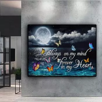 5D Diy Алмазная картина «Бабочка, летящая на море», набор для вышивки крестом, полная алмазная вышивка, мозаика, художественная картина, декор из стразов, подарок Full Round 20x30cm