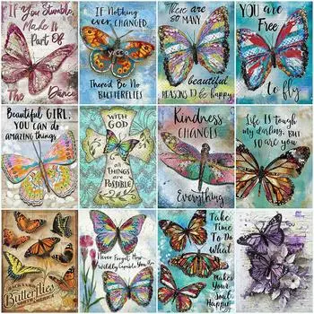 5D DIY Алмазная картина Бабочка Полная дрель Круглая вышивка Животное Картина Стразы Ручная работа Набор для украшения дома Full Round 20x25CM