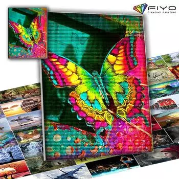 5D DIY Алмазная картина Бабочка Полный квадрат Новое поступление Алмазная вышивка животных Алмазная мозаика Вышивка крестиком Настенное искусство Full Round 20X30CM