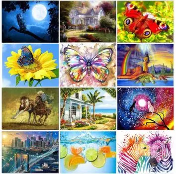 5D DIY Алмазная картина Бабочка Украшение дома Мозаика Вышивка Фрукты Вышивка крестом Украшение дома Full Round 20X30CM красный