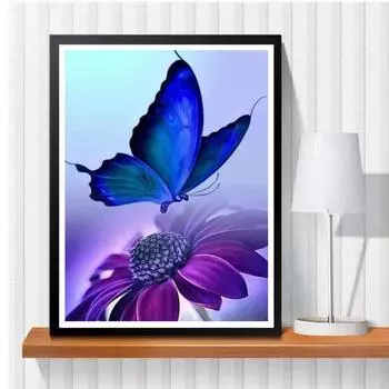 5D Diy Алмазная картина Бабочки и цветы Набор для вышивки крестом Полная алмазная вышивка Мозаика Художественная картина Стразы Декор Подарок Full Round 20x30cm