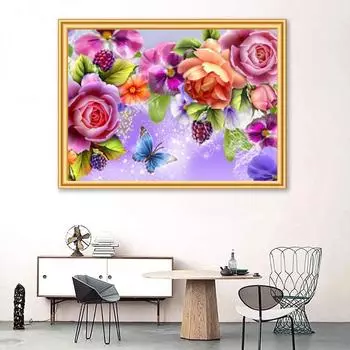 5D Diy Алмазная картина Бабочки и цветы спешат к другим Набор для вышивки крестом Полная алмазная вышивка Мозаика Художественная картина Стразы Декор Подарок Full Round 20x30cm