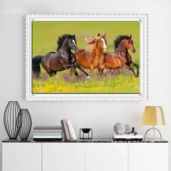 5D Diy Алмазная картина Бегущая лошадь Вышивка Мозаика Художественная картина Стразы Декор Подарок Full Round 30x40cm