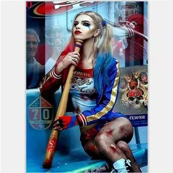 5D DIY Алмазная картина Бейсбол Девушка Алмазная вышивка Полный мозаичный набор Наборы для вышивки крестом Домашний декор Подарки ручной работы Round 20x30cm