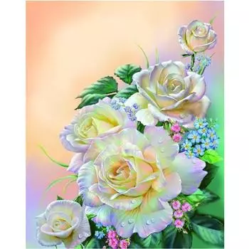 5D Diy Алмазная картина Белые цветы Алмазная вышивка Крестом Домашний декор Подарки ручной работы Round 20x30cm
