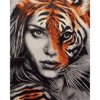 5D DIY Алмазная картина Белый тигр Вышивка Крестом Горный Хрусталь Мозаика Декор 20X30CM