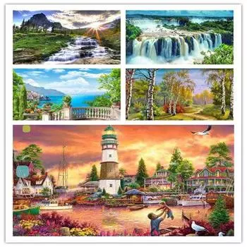 5D DIY Алмазная картина Бесконечные пейзажи Стразы Полная круглая Алмазная вышивка Домашний декор 30*40 cm