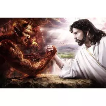 5D DIY Алмазная картина Бог и Дьявол Алмазная вышивка Полный мозаичный набор Наборы для вышивки крестом Домашний декор Подарки ручной работы Round 20x30cm