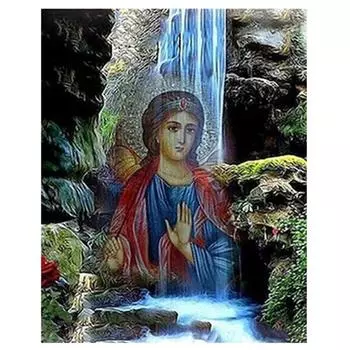 5D DIY Алмазная картина «Богоматерь и водопад» Набор для вышивки крестом Мозаика Алмазная вышивка Роза Полный круглый/квадратный дрель Украшение дома Round 20x30cm