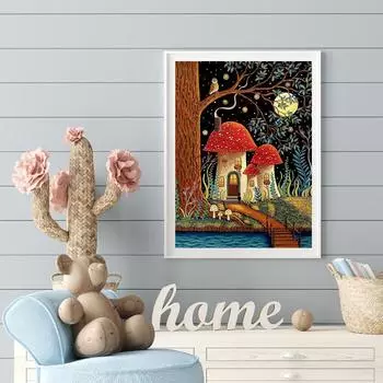 5D DIY Алмазная картина Большой гриб Набор для вышивки крестом Мозаика Алмазная вышивка Роза Полный круглый/квадратный дрель Украшение дома Round 30x40cm