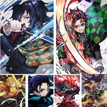 5D DIY Алмазная картина Борьба ниндзя Алмазная вышивка Набор для вышивки крестом Полный горный хрусталь Мозаика Домашний декор Round 20x30cm