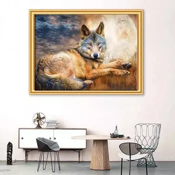 5D Diy Алмазная картина Брат Волк Вышивка Мозаика Художественная картина Стразы Декор Подарок Full Round 40x50cm