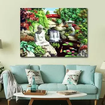 5D DIY Алмазная картина Будда и сад Вышивка крестиком Мозаика Домашний декор Подарок 20X30CM