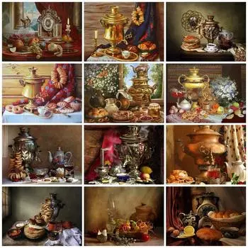 5D DIY Алмазная картина Чайник Алмазная мозаика Фрукты Фотографии Стразы Вышивка Декор для дома Full Round 20x30CM