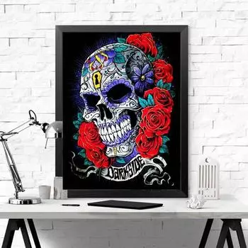 5D DIY Алмазная картина Череп цветочницы Вышивка крестиком 5D Домашний декор Подарок 20X30CM