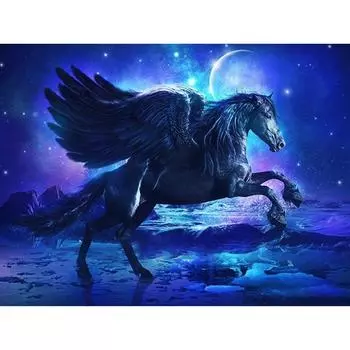5D DIY Алмазная картина Черная бегущая лошадь Алмазная вышивка Крестом Мозаика Картина 20X30CM