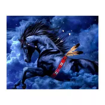 5D Diy Алмазная картина Черная лошадь Алмазная вышивка Крестом Домашний декор Подарки ручной работыjavascript: Round 20x30cm