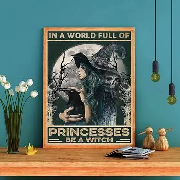 5D DIY Алмазная картина Черная ведьма Набор для вышивки крестом Мозаика Алмазная вышивка Роза Полный круглый/квадратный дрель Украшение дома Round 30x40cm